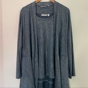 Susan Graver Foil print cardigan and tank